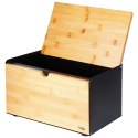 Chlebak drewniany metalowy czarny podwójna pokrywa 35.5x22x20.5cm VILDE 259620