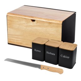Chlebak dwustronny stal bambusowy pojemniki na przyprawy nóż do chleba BRUNBESTE BB-2698