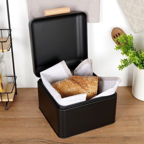 Chlebak metalowy pojemnik na chleb pieczywo czarny mały 22x20x14cm EXCELLENT HOUSEWARE 259213