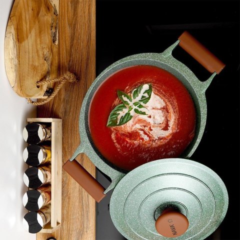 Garnek granitowy nieprzywierający na indukcję gaz z pokrywką OMEGA 24 cm 4.4L NAVA 10-255-031