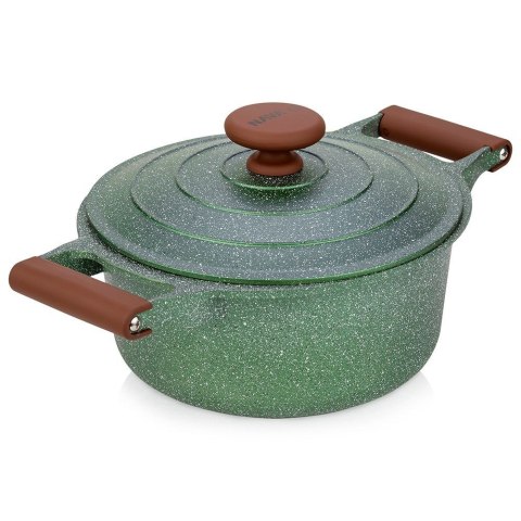 Garnek granitowy nieprzywierający na indukcję gaz z pokrywką OMEGA 24 cm 4.4L NAVA 10-255-031