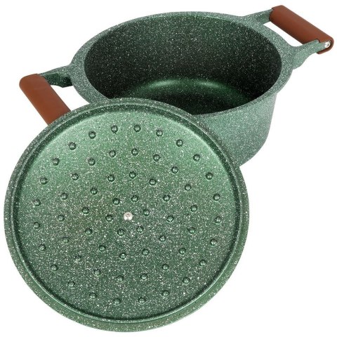 Garnek granitowy nieprzywierający na indukcję gaz z pokrywką OMEGA 24 cm 4.4L NAVA 10-255-031