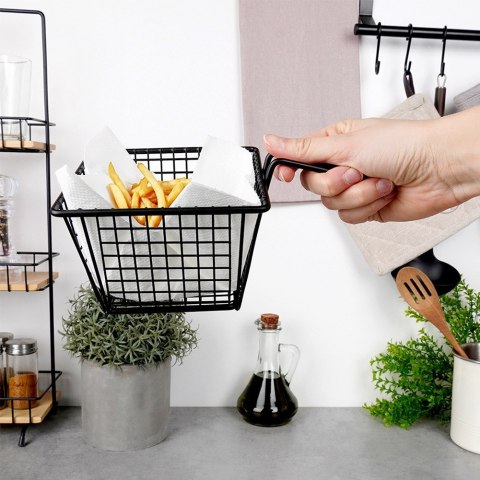 Koszyk na frytki do serwowania frytek metalowy czarny 22x13x8cm EXCELLENT HOUSEWARE 259730