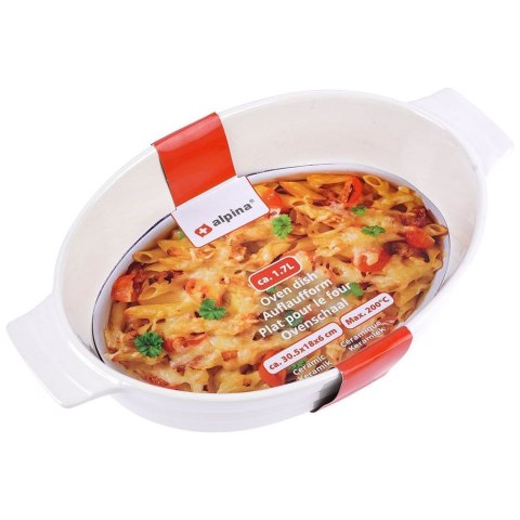 Naczynie żaroodporne do pieczenia ceramiczne białe owalne 31.5x19.5x6cm ALPINA 259299