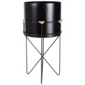 Osłona na doniczkę doniczki okrągła osłonka na stojaku metalowa czarna 17x31.5cm HOME STYLING COLLECTION 569956