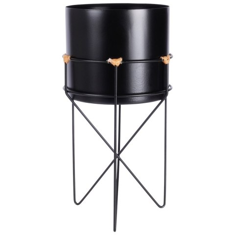 Osłona na doniczkę doniczki okrągła osłonka na stojaku metalowa czarna 17x31.5cm HOME STYLING COLLECTION 569956