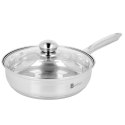 Patelnia stalowa ze stali nierdzewnej z pokrywką głęboka indukcja 20 cm BRUNBESTE BB-2220