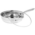 Patelnia stalowa ze stali nierdzewnej z pokrywką głęboka indukcja 24 cm BRUNBESTE BB-2224