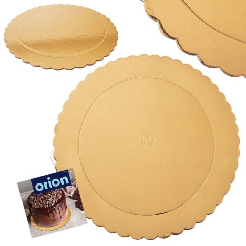 Podkład pod tort ciasto złoty okrągły 26 cm SZTYWNY GRUBY ORION 871409