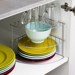 Półka kuchenna na naczynia metalowa szara narożna 23x23x21.5cm STORAGE SOLUTIONS 229215