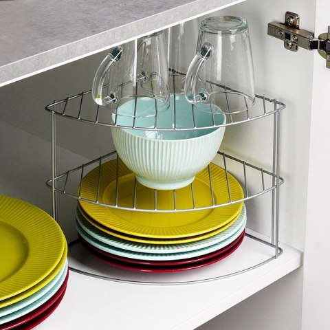 Półka kuchenna na naczynia metalowa szara narożna 23x23x21.5cm STORAGE SOLUTIONS 229215