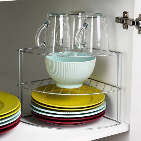 Półka kuchenna na naczynia metalowa szara narożna 23x23x21.5cm STORAGE SOLUTIONS 229215