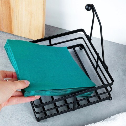 Serwetnik metalowy stojak na serwetki organizer pojemnik czarny MISTY 18x18cm NAVA 10-186-032
