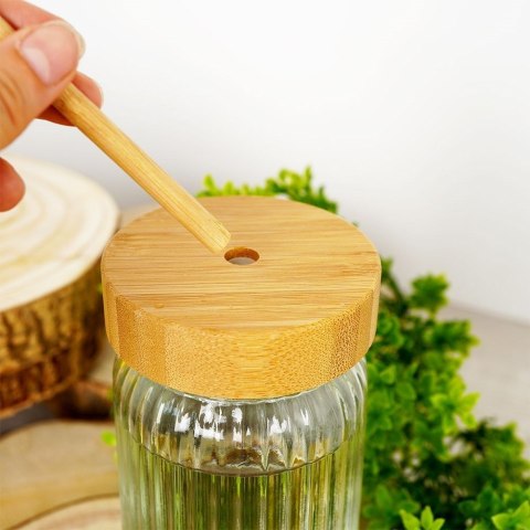 Słoik do picia napojów szklany z zakrętką i słomką grube szkło 500ml EXCELLENT HOUSEWARE 139177