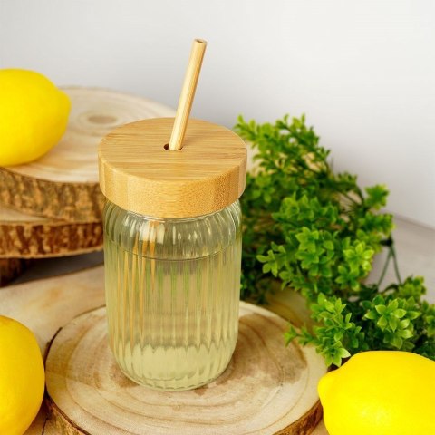 Słoik do picia napojów szklany z zakrętką i słomką grube szkło 500ml EXCELLENT HOUSEWARE 139177
