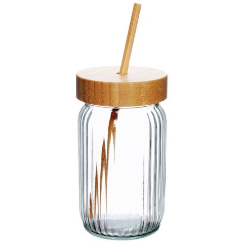 Słoik do picia napojów szklany z zakrętką i słomką grube szkło 500ml EXCELLENT HOUSEWARE 139177