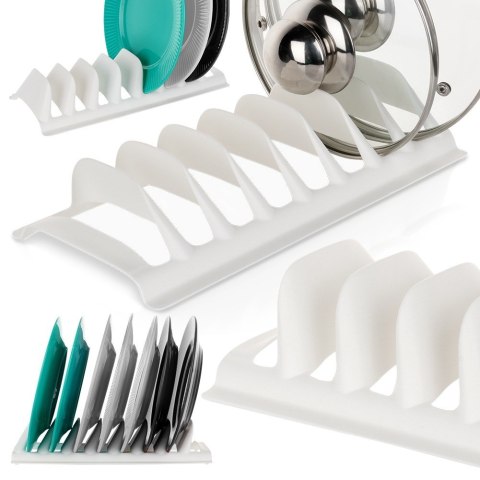 Stojak na pokrywki talerze kuchenny biały 30x13.5x6cm STORAGE SOLUTIONS 229179