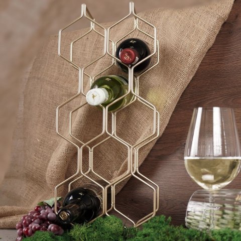 Stojak na wino butelki wina metalowy złoty do 8 butelek 23x48cm TRENDS4YOU 229032