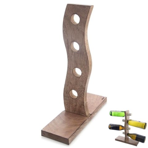 Stojak organizer na wino do butelek wina na 4 butelki drewniany MANGO ORION 154314