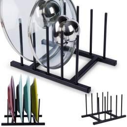 Stojak uchwyt na pokrywki i talerze metalowy czarny 19.5x12.5x12cm HOME STYLING COLLECTION 229104