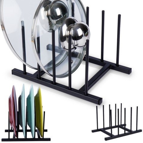 Stojak uchwyt na pokrywki i talerze metalowy czarny 19.5x12.5x12cm HOME STYLING COLLECTION 229104