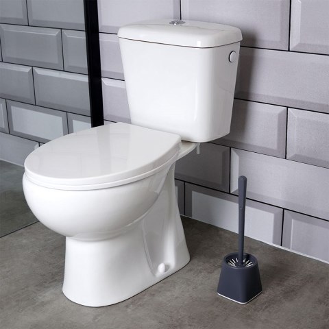 Szczotka do czyszczenia WC toalety silikonowa ze stojakiem szara 36cm BATHROOM SOLUTIONS 569636-S