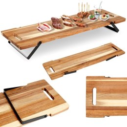 Taca drewniana do serwowania przekąsek na nóżkach stolik 67.5x19.5x7.5cm EXCELLENT HOUSEWARE 139204