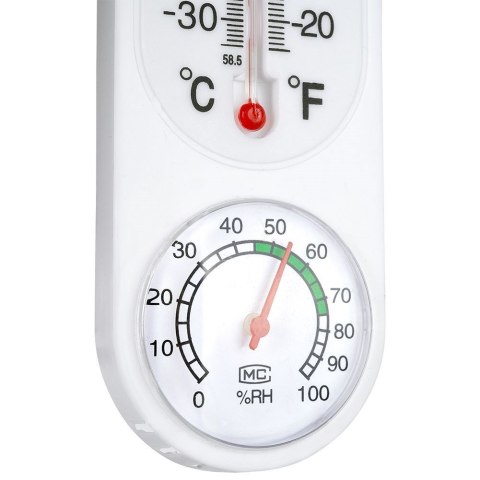 Termometr z higrometrem zewnętrzny i wewnętrzny analogowy biały PROGARDEN 569593