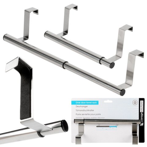 Wieszak uchwyt na drzwi stalowy srebrny regulowany 25-40cm STORAGE SOLUTIONS 567012