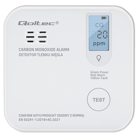 Czujnik tlenku węgla z baterią | alarm 85dB | LED