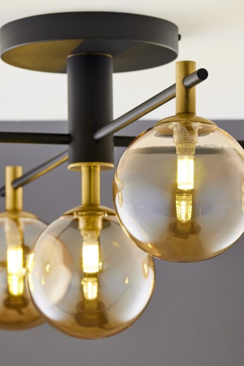 Lampa Sufitowa FIGARO Czarny Bursztynowy Szklane Klosze 5xG9