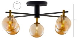 Lampa Sufitowa FIGARO Czarny Bursztynowy Szklane Klosze 5xG9