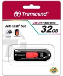 Pendrive TRANSCEND JetFlash 590 32GB Czarny (32 GB /USB 2.0 /Czarno-czerwony )
