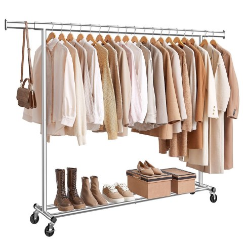 Wieszak na ubrania na kółkach srebrny