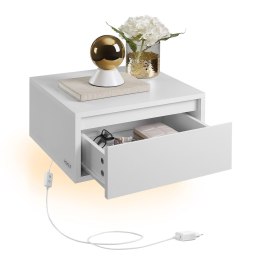 Wisząca szafka nocna z lampką biała