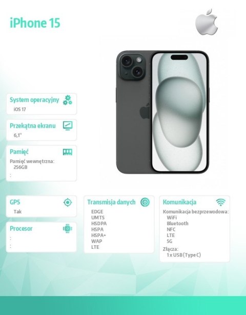 IPhone 15 256GB - Czarny