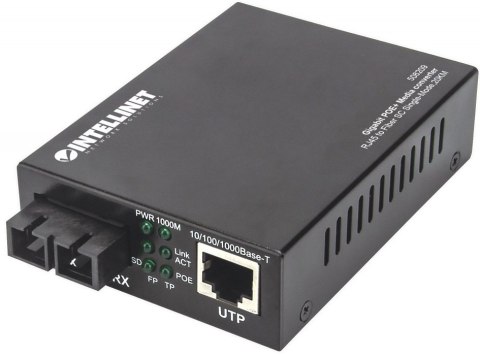 INTELLINET Media konwerter 1000Base RJ45 na SC SM Duplex, PoE+, 20 km 508209