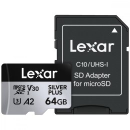 Karta pamięci microSD 64GB C10 A2 U3 V30 205/100MB/s Silver Plus