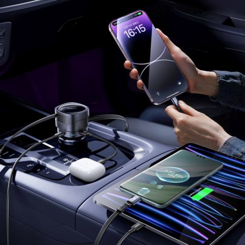 Ładowarka samochodowa USB-C z kablem USB-C iPhone Lightning 90W - czarna