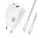 Ładowarka sieciowa z kablem USB-C 1m 35W - biała