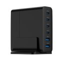 Ładowarka uniwersalna 75W GaN 2xUSB-A 4xUSB-C szybkie ładowanie czarna