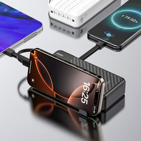 Powerbank K11 Pro 20000mAh z wbudowanymi kablami - czarny