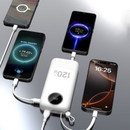 Powerbank K13 Pro 20000mAh z wbudowanym kablem - biały
