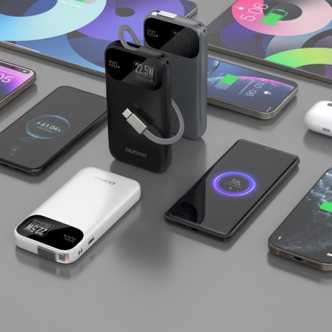 Powerbank K31 10000 mAh 22.5W PD z wbudowanym kablem - czarny