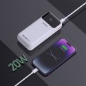Powerbank 20000mAh 22.5W PD USB-C USB-A z wbudowanymi kablami iPhone Lightning USB-C - biały