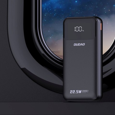 Powerbank 20000mAh 22.5W PD USB-C USB-A z wbudowanymi kablami iPhone Lightning USB-C - czarny