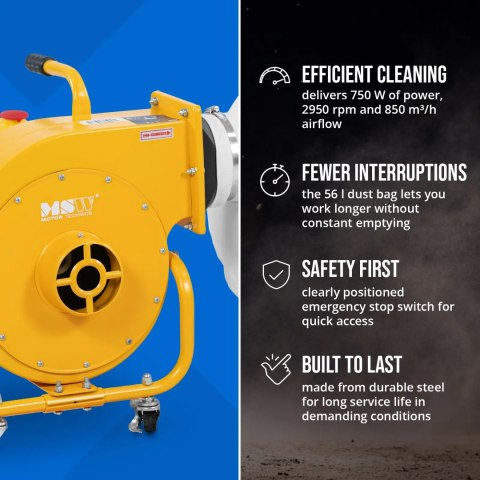 Odciąg pochłaniacz do pyłu trocin wiórów 56 l 850 m3/h