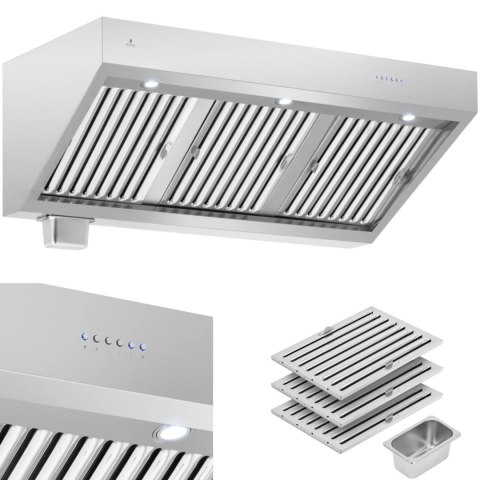 Okap pochłaniacz gastronomiczny z silnikiem oświetleniem STAL 140 cm 1500m3/h 250 W