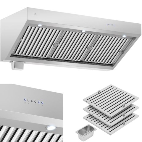 Okap pochłaniacz gastronomiczny z silnikiem oświetleniem STAL 160 cm 1500m3/h 250 W