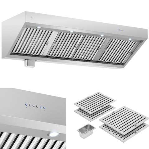 Okap pochłaniacz gastronomiczny z silnikiem oświetleniem STAL 200 cm 1500m3/h 255 W